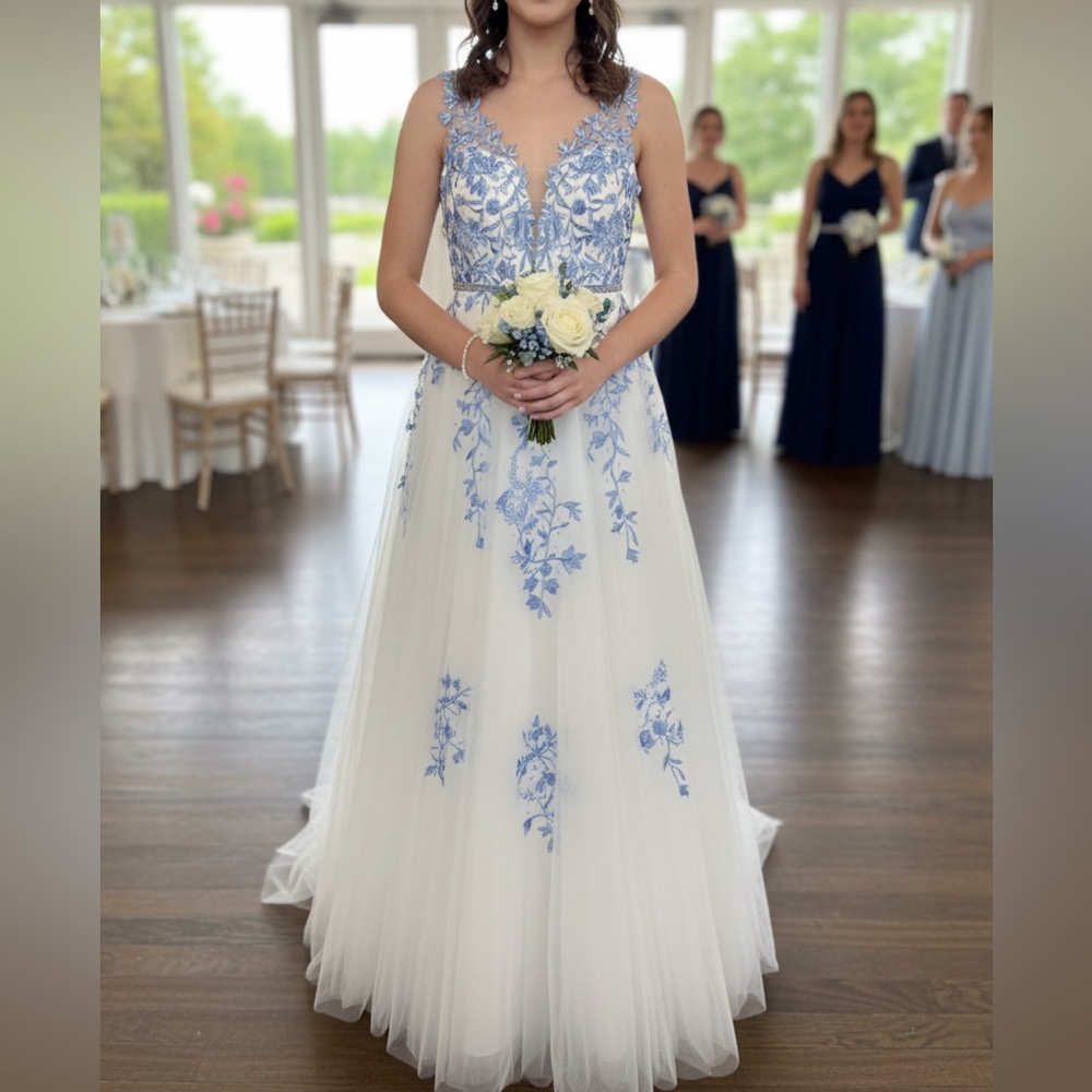 Princess Blue & White Floral Dress